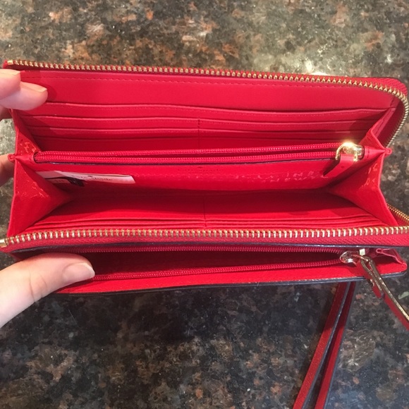 Red leather Kate Spade Layton wallet wristlet - Picture 3 of 4